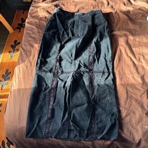 Vintage Suede Black Lace Trim Skirt